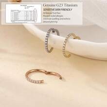 1 chiếc khuyên mũi G23 bằng titan đính đá Cubic Zirconia cỡ 16G/18G, khuyên xỏ vách ngăn mũi, khuyên tai xoắn ốc, khuyên xỏ sụn tai, khuyên xỏ vành tai, trang sức nữ - Bạc - Xem 3
