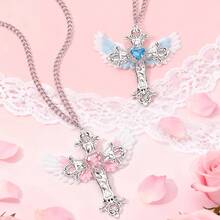 1pc/2pcs Gothic Sexy Accessories Wing Cross Pendant Necklace Y2K Jewelry Heart Crystal Choker Punk Charm Necklace, Suitable For Women/Girls Daily Wear Or As Valentine's Day, Mother's Day Gift - Y2K項鍊 - 查看 10