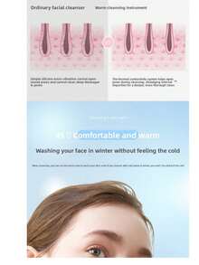 Electric Silicone Cleansing Brush, Red Blue Light Therapy, USB Home Beauty Tool - Xem 3