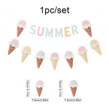 Ice Cream Pennant Hanging Decor For Summer Beach Vacation, Pool Party, Birthday Party - Summer - View 5