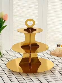 Giá đựng bánh cupcake 3 tầng bằng giấy vàng sang trọng, tháp đựng thức ăn và món tráng miệng. Lý tưởng cho sinh nhật, đám cưới, các dịp lễ hội và họp mặt gia đình. - Nhiều kiểu dáng - Xem 3