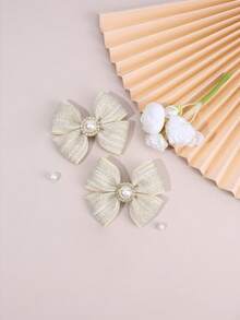 Bộ 2 phụ kiện tóc lấp lánh màu vàng sâm panh sang trọng, được trang trí bằng ngọc trai lớn và đá pha lê, kẹp tóc dễ thương phù hợp cho bé gái và thanh thiếu niên, tuyệt vời cho sinh nhật, các sự kiện ở trường và sử dụng hàng ngày. - Vàng - Xem 4
