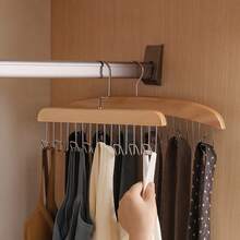 Multi-Functional Clothes Hanger, Solid Wood Clothes Rack, Wooden Underwear Hanger, Elastic Belt, Bag, Household Bedroom Wardrobe - Multicolor - View 5