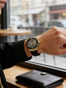 Guess Đồng hồ nam Quartz, máy quartz, dây đeo silicon, vỏ thép không gỉ, chống nước, thích hợp đeo hàng ngày và trong các dịp đặc biệt. Mã sản phẩm: GW0425G1 - màu đen - Xem 3