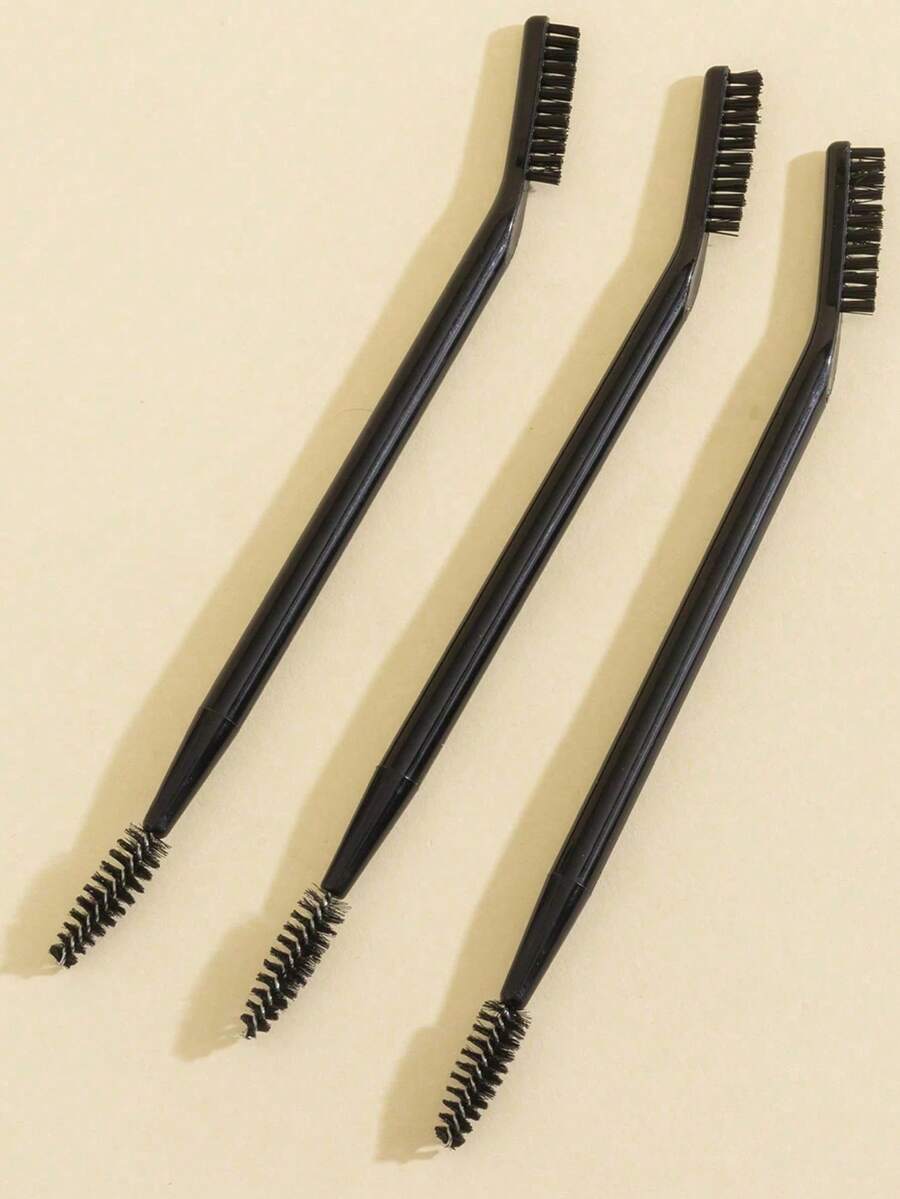 Bộ 5/10 cọ trang điểm lông mi và lông mày màu hồng, trắng và đen, thiết kế tiện dụng, hai mặt, cọ lông mày, cọ tán phấn mắt, lược, bộ quà tặng. - màu đen - Xem 1