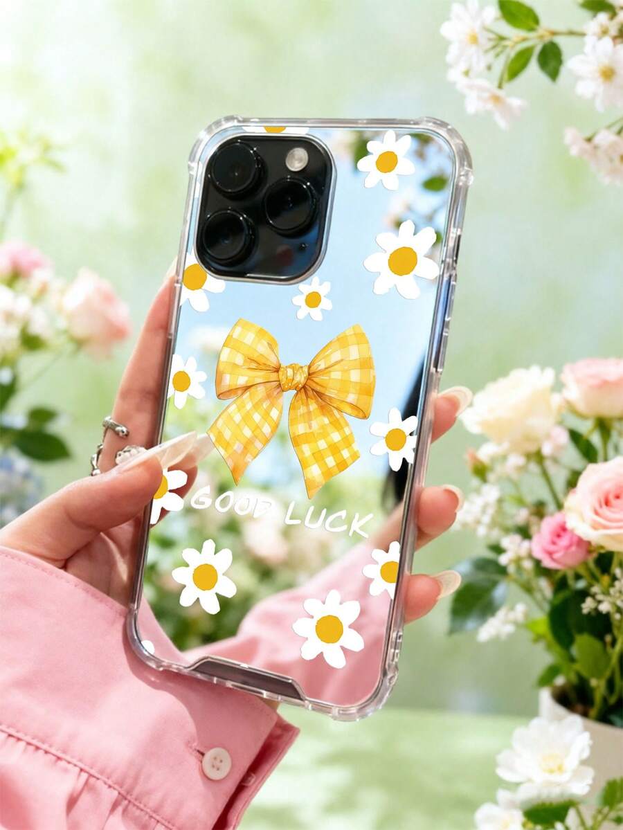 Ốp điện thoại in hình nơ hoa cúc tráng gương, in chữ "Chúc may mắn", tương thích với iPhone 15/13/17/17pro/16/14/11/15pro/15 Plus/15 Promax/7plus/8plus/X/Xs Max/Xr/11pro/12pro/13pro/14pro/12mini/13mini/11promax/12promax/13promax/14promax/14plus/17pro Max/17Air/6/6s Plus/7/8/16Pro/16plus/16promax/Se2/17promax & Tương thích với Samsung Ốp bảo vệ chống sốc cho Galaxy/A54/A14/A12/A13/A15/A32/A33/A24/A52S/S20/S21/S22/S23/S24/S23Plus/S24ultra/S25/A15/A33/A23/S26/A07/A17/A05 - Nhiều màu - Xem 1