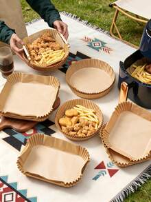 High Temperature Resistant Paper Plates, Silicone Oil Paper, Round/Square Baking & Air Fryer Liners - Multicolor - View 13