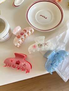 1 cái/4 cái Kẹp tóc hình sao biển bằng acrylic sáng bóng, kiểu dáng sang trọng, tối giản, dễ thương, hình bán nguyệt, phụ kiện tóc - Nhiều màu - Xem 2