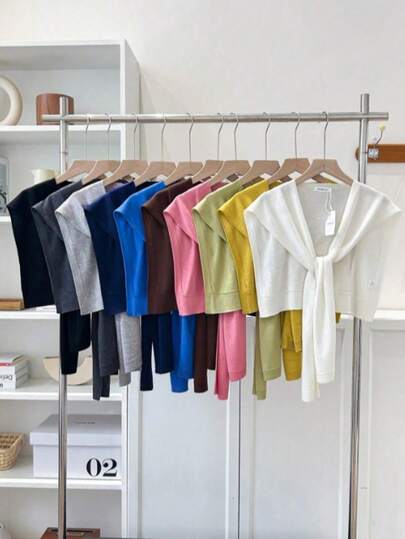 1 chiếc áo khoác cardigan nữ màu trơn, mỏng nhẹ, thích hợp mặc mùa xuân/thu, kiểu dáng thường ngày, đa năng cho sinh viên và nhân viên văn phòng.