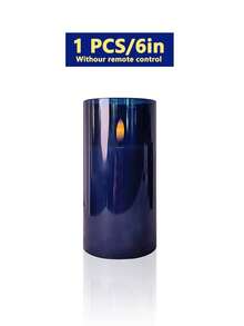 6pcs Flameless Candle Lights With Timer Remote Control, Battery Operated Blue Warm Light Candles, Suitable For Christmas, Halloween, Valentine's Day, Gifts, Birthday, Proposal, Wedding, Party, Holiday - Dark Blue - Warm Light - View 20