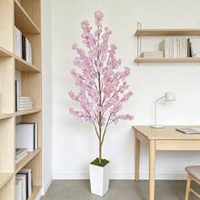 1棵4.27-7.22英尺仿真樱花树，逼真美观，适用于客厅、卧室、阳台、花园、摄影道具、家居装饰、圣诞节、情人节及其他节日，室内免维护 - 彩色 - 查看 3