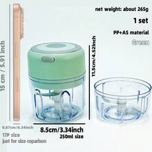 电动蒜泥机、迷你便携式蔬菜切碎机、100ML/250ML 食物切碎机、USB 充电式蒜泥机、蔬菜搅拌机、无线食品加工机（适用于姜、辣椒等） - 純色 - 查看 21