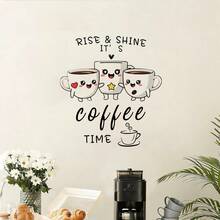 1/4 Set Cute Cartoon Coffee Cup Wall Stickers, Removable Self-Adhesive Waterproof Decals For Kitchen, Cafe, Coffee Bar, Dessert Shop And Home Decor - Coffee Wall Stickers - View 6