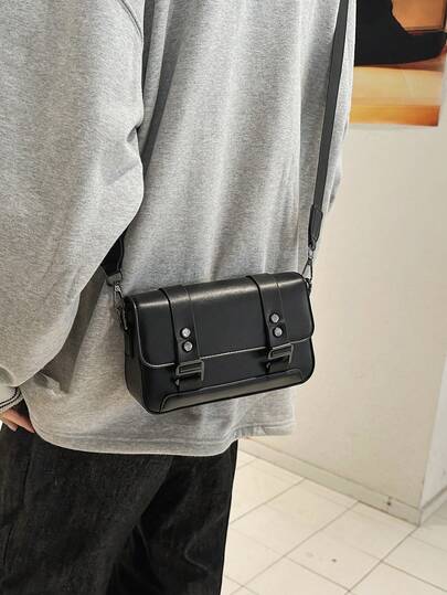 1 chiếc túi vuông nhỏ chống thấm nước, khóa bấm, túi đeo vai/đeo chéo unisex thích hợp cho công sở, trường học, du lịch, quà tặng Ngày của Cha.