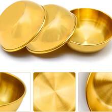 Bộ 4 bát nhỏ bằng thép không gỉ hình tròn dùng để chấm, đựng gia vị, đựng sushi, đựng món khai vị, màu vàng đồng, thích hợp cho nhà bếp, Giáng sinh, đồ dùng học tập. - Vàng - Xem 4