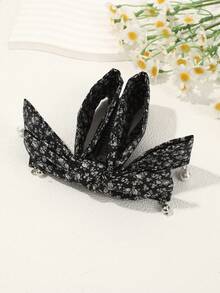 1pc Bow Banana Hair Clip, Vertical Ponytail Clip With Bowknot, Black & White Flower Pearl Hair Clip, Banana Hair Clip Suitable For Thick & Thin Hair, Hair Accessories For Women & Girls,Summer,Holiday,Travel, Head Accessories - Multicolor - View 8