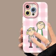 Charlie Lola, fondo rosa, dibujo animado sencillo.funda de teléfono Fundas compatibles con ,Apple,VIVO,OPPO,,, y Honor.Fabricadas en silicona TPU,ofrecen protección contra golpes y caídas. - Blanco - Ver 4