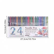 12/24 Pcs-Colored Needle And Tube Pen, Retro-Style Ink Pen, 0.5mm Nib, Delivering Smooth, Even Ink Flow. Ideal For Line Art, Doodling, Comic Design, Sketching And Outlining. Professional-Grade Art Supplies. - Other - View 2