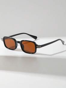 1 par de gafas de mujer con montura rectangular pequeña y estilo retro punk, versátiles y de moda para fotografía callejera - Multicolor - Ver 4