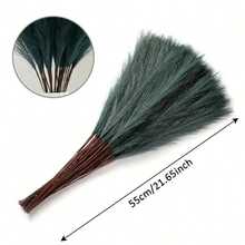 42/40/24/18/12/9/6/3pcs 55cm Elegant Realistic Dark Green Reed Grass, 1pc, Fluffy Artificial Plant, Bohemian Style Vase Decoration, Suitable For Living Space, Wedding, Halloween, Christmas, Easter, Valentine's Day, Mother's Day, Graduation And Autumn Decor - Dark Green - View 4