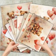 36 hojas A5 de papel para scrapbooking con fondo de osos lindos y globos con forma de corazón, adecuado para diarios de balas, scrapbooks, tarjetas y manualidades - Rectángulo - Ver 6
