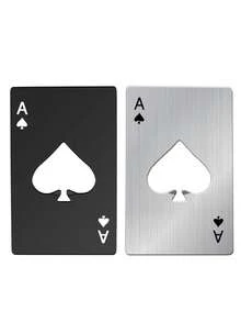 Dụng cụ mở nắp chai hình thẻ tín dụng bằng thép không gỉ, kiểu dáng poker. - Bạc - Xem 5