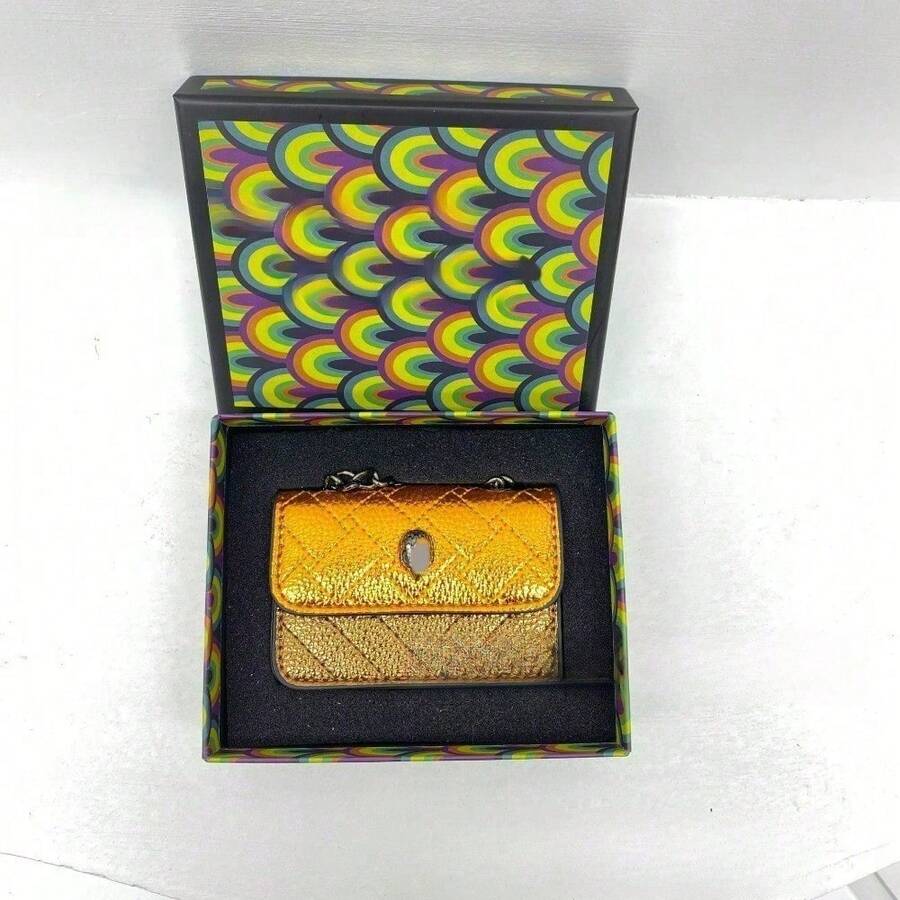 Mini Color Block Quilted Chain Crossbody Bag// - 橘子 + 盒子 - 查看 1