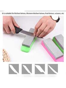 1pc Small Household Kitchen Knife Sharpener, High Hardness Whetstone Suitable For Cutting Kitchen Knives, Fine & Coarse Grinding, Practical Non-Slip Base Sharpening Stone, Multi-Functional Quick Knife Sharpener - Multicolor - View 6