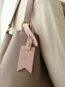 1pc Customized Initial Bag Charm, Personalized Engraved Name Tag Bookmark Shaped Wallet Pendant, Multi-Color Lychee Grain Plain Leather Embossed, Colorful Handmade Gift Accessory, Birthday Bridesmaid Gift - Pastel - View 7