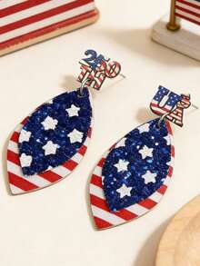 1对美国国旗耳环，250周年纪念多层星条耳环，创意派对/节日首饰 - 手工耳環 - 查看 6