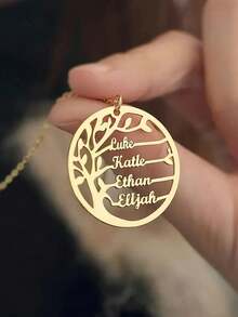 A Customized Personalized Tree Shaped Name Necklace Worth Having, A Multi Name Life Tree Circular Pendant Necklace, Family Member Name Jewelry - Multicolor - View 5