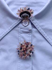 1pc/2pcs Elegant Pearl Button Cover, Shirt Button Cover Clip-On Crystal Cuff Link Cover, Suitable For Tuxedo And Wedding Dress Decoration - Multicolor - View 2