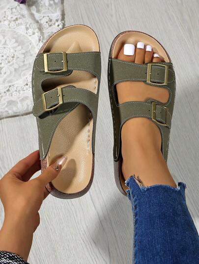 2026 New Summer Lace-Up Flat Sandals For Women, Casual Minimalist Daily Wear, Comfortable Slip-On Beach Shoes Suitable For Office, Home, Party, Vacation, Plus Size Soft Bottom Sandals