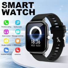 Đồng hồ thông minh thời thượng năm 2024 với màn hình cảm ứng HD 1.83 inch, thông báo cuộc gọi và tin nhắn - Tương thích với iPhone và Android, dây đeo silicon, sạc USB. - Nhiều màu - Xem 15