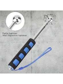 45-Inch Heavy Duty Telescopic Hammer, Telescopic Thickened Flag Pole Hand Crank, Stainless Steel Telescopic Riding Crop Pointer, Suitable For Home Inspection And Self-Defense - Stainless Steel Material, Adjustable Length, Comfortable Grip In Blue - Random Color - View 2