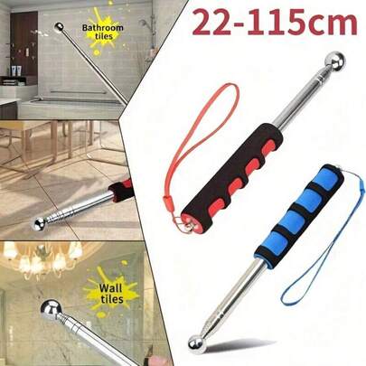 45-Inch Heavy Duty Telescopic Hammer, Telescopic Thickened Flag Pole Hand Crank, Stainless Steel Telescopic Riding Crop Pointer, Suitable For Home Inspection And Self-Defense - Stainless Steel Material, Adjustable Length, Comfortable Grip In Blue