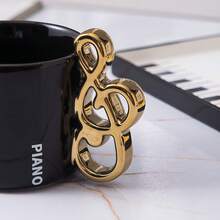 Bộ tách và đĩa cà phê Black & White Melody, bộ đồ uống bằng gốm hình đàn piano sáng tạo, quà tặng chất lượng cao. - Nhiều màu - Xem 4