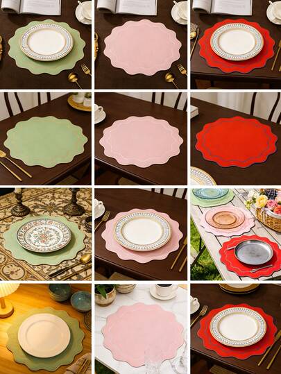 1-6pcs Premium Durable Heat-Resistant Embroidered Placemats, Colorful Fabric Table Mats Suitable For Room Decor, Dining Table Decor, Home Decoration