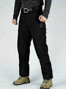 2 Pack Men's Multi-Pocket Cargo Pants Elastic Waist Utility Outdoor Hiking Work Pants - Đen + Xanh lá - Xem 2