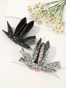 1pc Bow Banana Hair Clip, Vertical Ponytail Clip With Bowknot, Black & White Flower Pearl Hair Clip, Banana Hair Clip Suitable For Thick & Thin Hair, Hair Accessories For Women & Girls,Summer,Holiday,Travel, Head Accessories - Multicolor - View 5