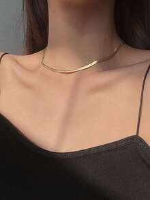 1 pièce Chaîne en argent sterling 925 Lien de chaîne Bijoux hip-hop Plaqué or 18 carats 1,8 mm Collier serpent arête de poisson plat Bijoux fins pour hommes et femmes - Style 1 - Voir 3
