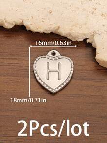 2个A-Z英文字母吊坠，不锈钢心形字母饰品，爱心字母吊坠，珠宝制作材料，DIY手工耳环、手链、项链配件 - 愛心字母 - 查看 57