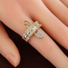 1pc Elegant Lace Design Cubic Zirconia Inlaid Women's Ring - Multicolor - View 5