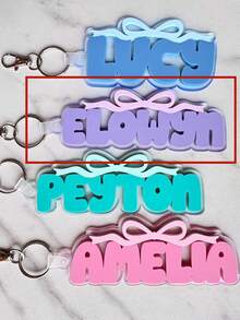 Bow Backpack Tag, Bag Name Pendant, School Name Tag, Lunch Bag Tag, Girls Backpack Name Plate, Kindergarten Keychain, Diaper Bag Tag, Multi-Functional, Decorative, Lettering, Fashion, Modern, Colorful, Cute, Charming, Casual, Customized, Personalized, Unique, Tailor-Made, Ideal Gift For Him, Ideal Gift For Her, Son, Daughter - 7-9cm - View 8