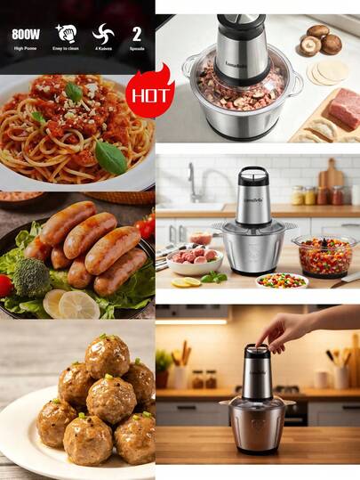 Picadora de Alimentos, 3L Picadora de Carne EléctricaAcero Inoxidable Molino Electrico Molino Pulverizador, Cuchillas de Doble Capa, Picadora de Carne Eléctrica, Fácil de Usar Fácil de Limpiar Potente Pero Silenciosa Multifunció Carne, Verduras, Ajo, Moledora de Carne para Cocina Hogareña, Día de las Madres, Vacaciones Semana Santa, Día de Los Padres, Regalo