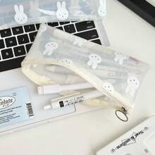 MIFFY 1个可爱萌萌的米菲兔笔袋 PVC印花文具袋 时尚学生透明笔袋 防水收纳袋 - 彩色 - 查看 3