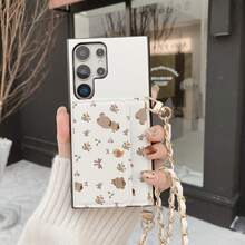 1 chiếc ví đựng thẻ/điện thoại đeo chéo in hình hoa và gấu thanh lịch, tương thích với Samsung Galaxy S26 S25 Edge S24 S23 S22 S21 S20 FE Note 20 Ultra A17 A16 A15 A07 A52 A53 A54 A25 5G, 10 9 Pro XL 8 7 6 9a 8a, Note 15 Pro 14 13 4G Poco C75, chất liệu da PU đa chức năng. - Gấu Nhỏ 70 - Xem 3