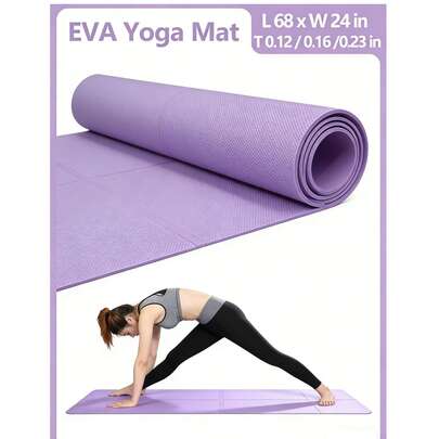 1 pieza Esterilla de yoga EVA de 173*61cm, de unicolor, con correa, apta para yoga, pilates, plancha, fitness, gimnasia, entrenamiento, gimnasio, ejercicio en casa, gran regalo para el Día de la Madre, cumpleaños, equipo de yoga, esterilla de ejercicio