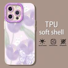 Conejitos morados, flores, mariposa, estética dulce.funda de teléfono Fundas compatibles con ,Apple,VIVO,OPPO,,, y Honor.Fabricadas en silicona TPU,ofrecen protección contra golpes y caídas. - Blanco - Ver 1