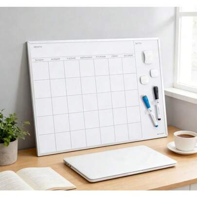 Magnetic Monthly Planner Dry Erase Board 16x20, Silver Aluminum Frame, Multi-Use Organizer Whiteboard